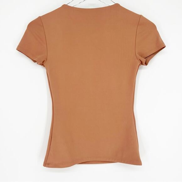 Express Body Contour Short Sleeve Top XS Tan - Picture 2 of 5
